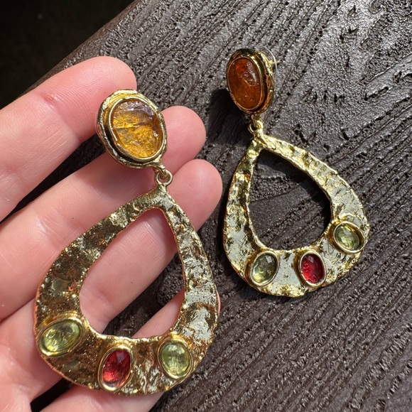 Custom Jewelry - Radiant Citrine and Multicolor Gemstone Earrings
